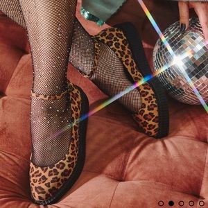 Leopard Pointed Ballet Ankle Strap Creeper